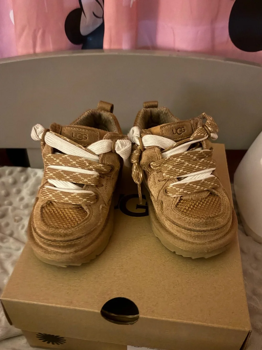 UGG Kids Brown Suede & Mesh Lace-Up Sneakers